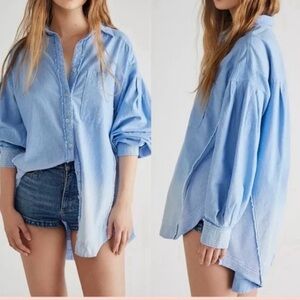 We The Free Free People Denim Button ombré Top Sz S-M